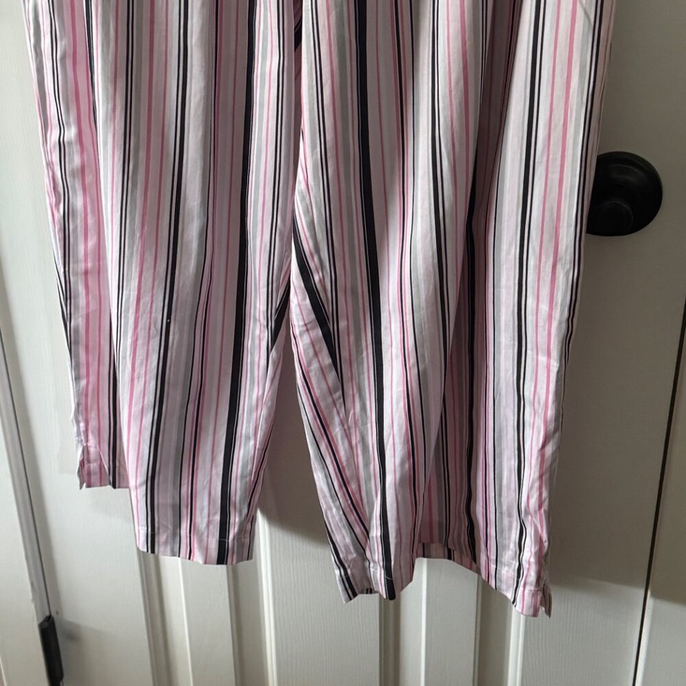 Charter Club Womens Intimates Sleepwear Black Top Pink Black Striped Pants 2X - Picture 11 of 15